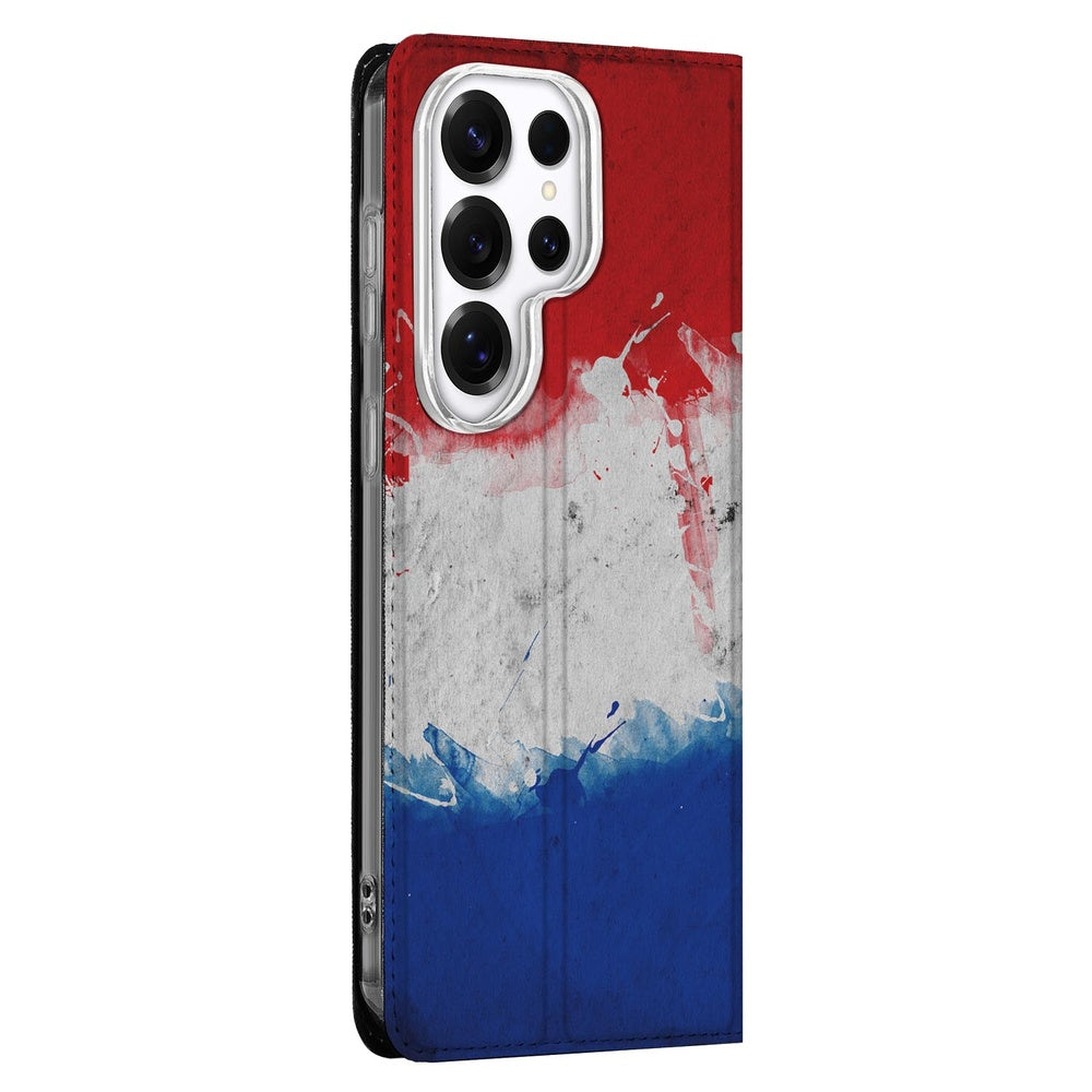 Samsung Galaxy S26 Ultra Book Case Nederlandse Vlag Aanzicht.