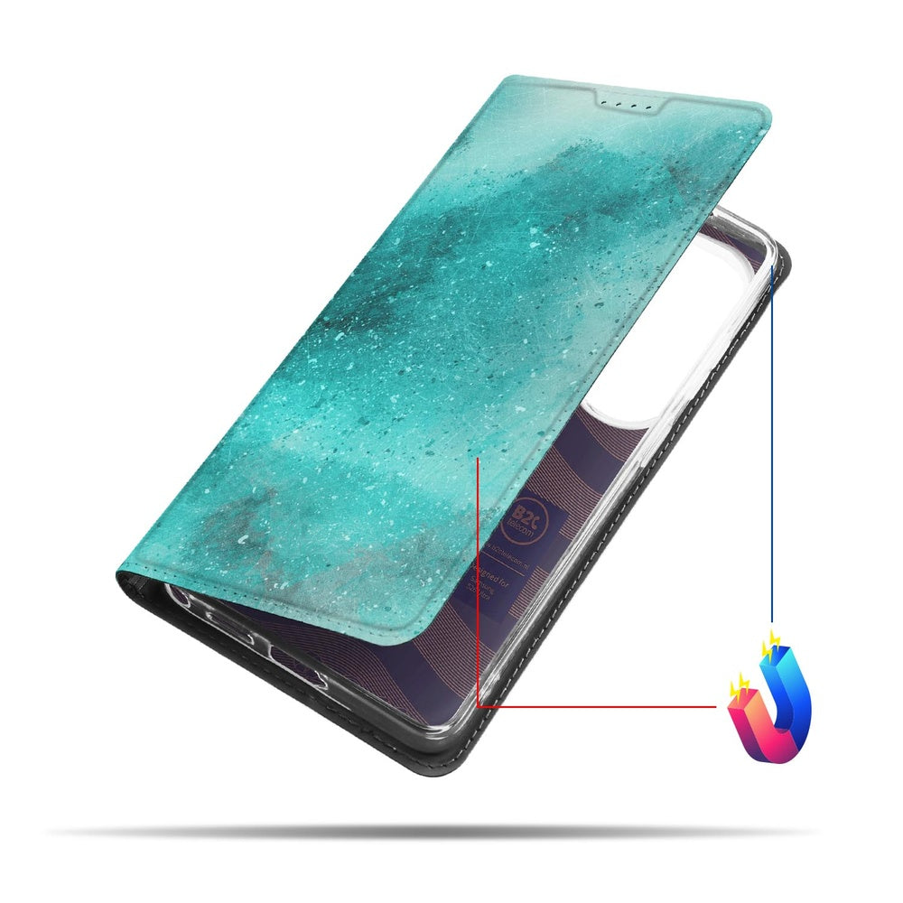 Samsung Galaxy S26 Ultra Bookcase Painting Blue Vooraanzicht.