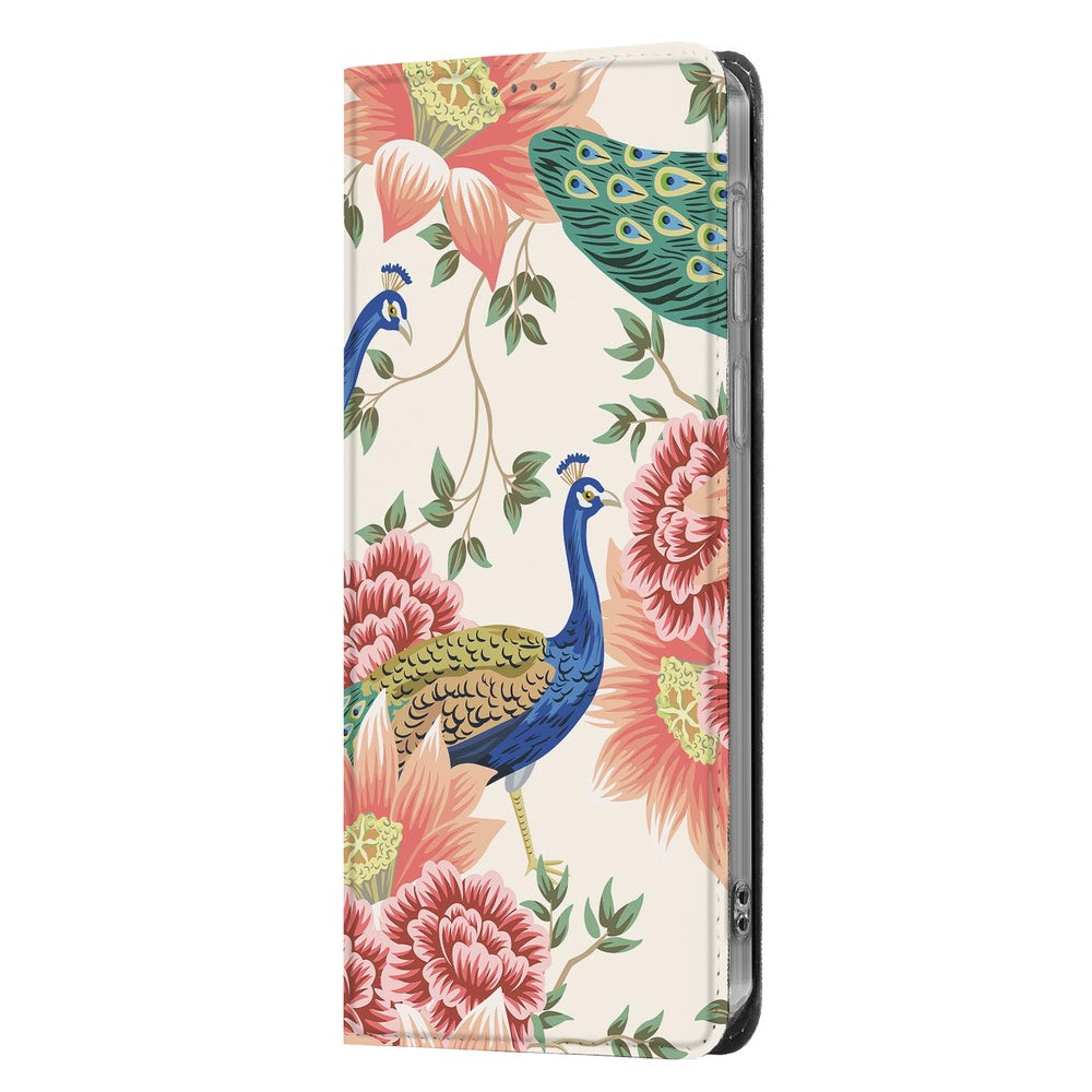 Samsung Galaxy S26 Ultra Book Wallet Case Pink Peacock Voorkant.