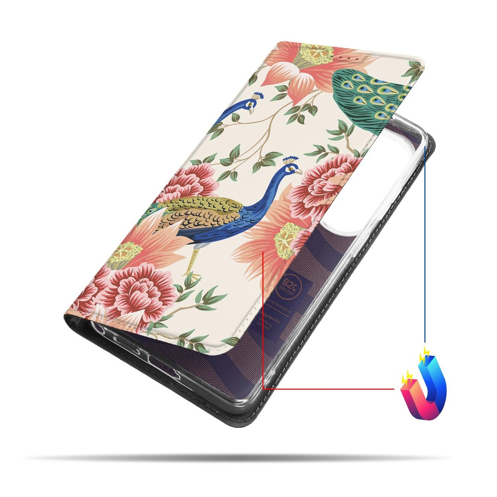 Samsung Galaxy S26 Ultra Book Wallet Case Pink Peacock Vooraanzicht.