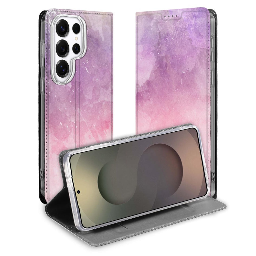 Samsung Galaxy S26 Ultra Book Case Pink Purple Paint Vooraanzicht.