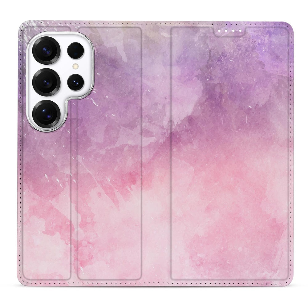 Samsung Galaxy S26 Ultra Book Case Pink Purple Paint Vooraanzicht.