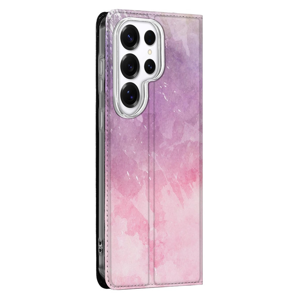 Samsung Galaxy S26 Ultra Book Case Pink Purple Paint Vooraanzicht.