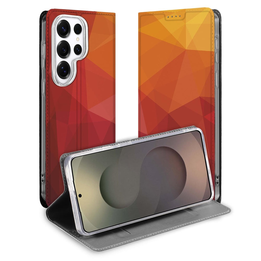 Samsung Galaxy S26 Ultra Bookcase Polygon Red Vooraanzicht.