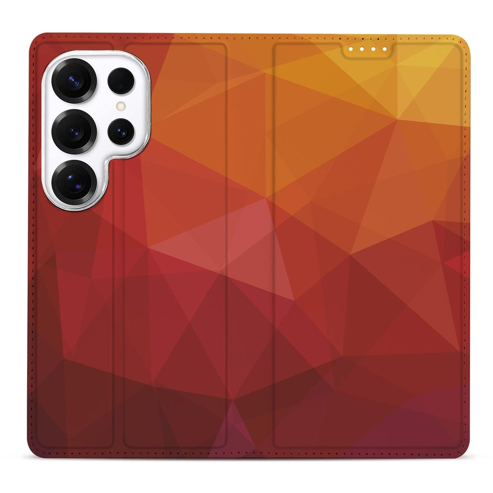 Samsung Galaxy S26 Ultra Bookcase Polygon Red Vooraanzicht.