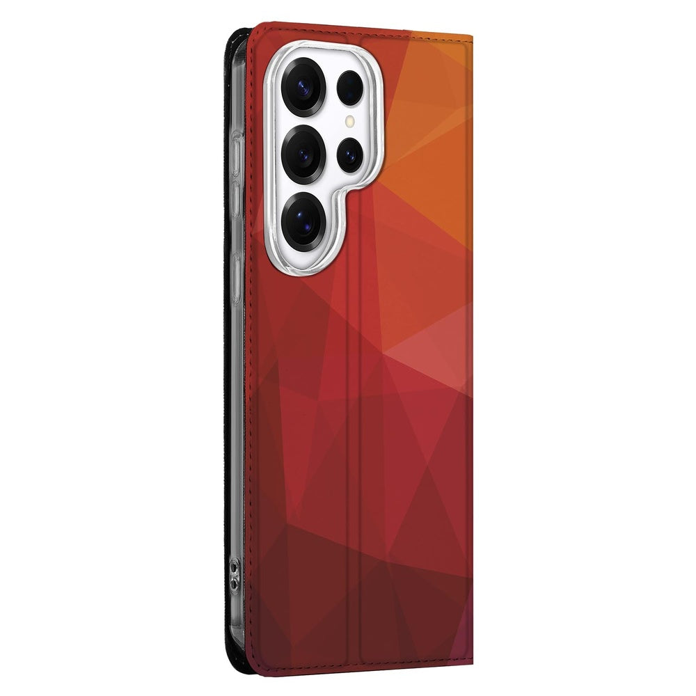 Samsung Galaxy S26 Ultra Bookcase Polygon Red Vooraanzicht.