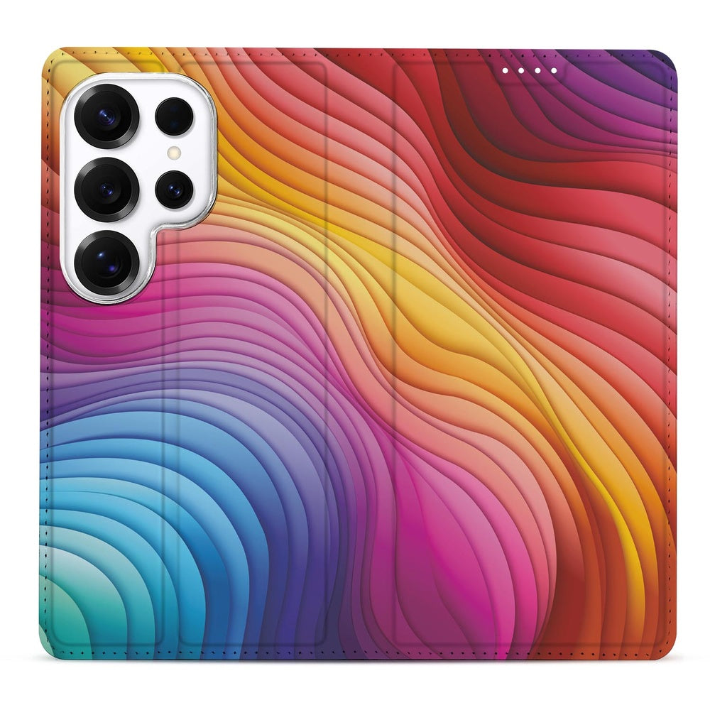 Samsung Galaxy S26 Ultra Book Wallet Case Regenboog vooraanzicht.