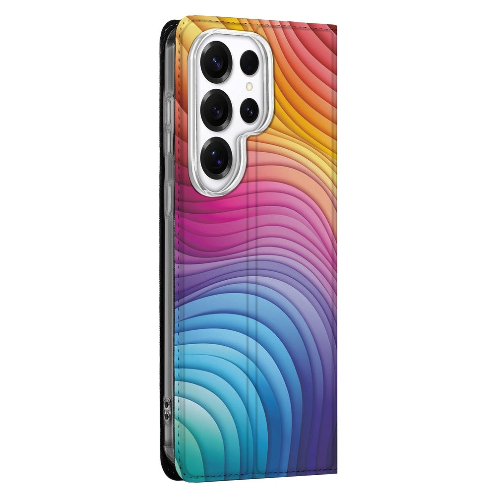 Samsung Galaxy S26 Ultra Book Wallet Case Regenboog Vooraanzicht.
