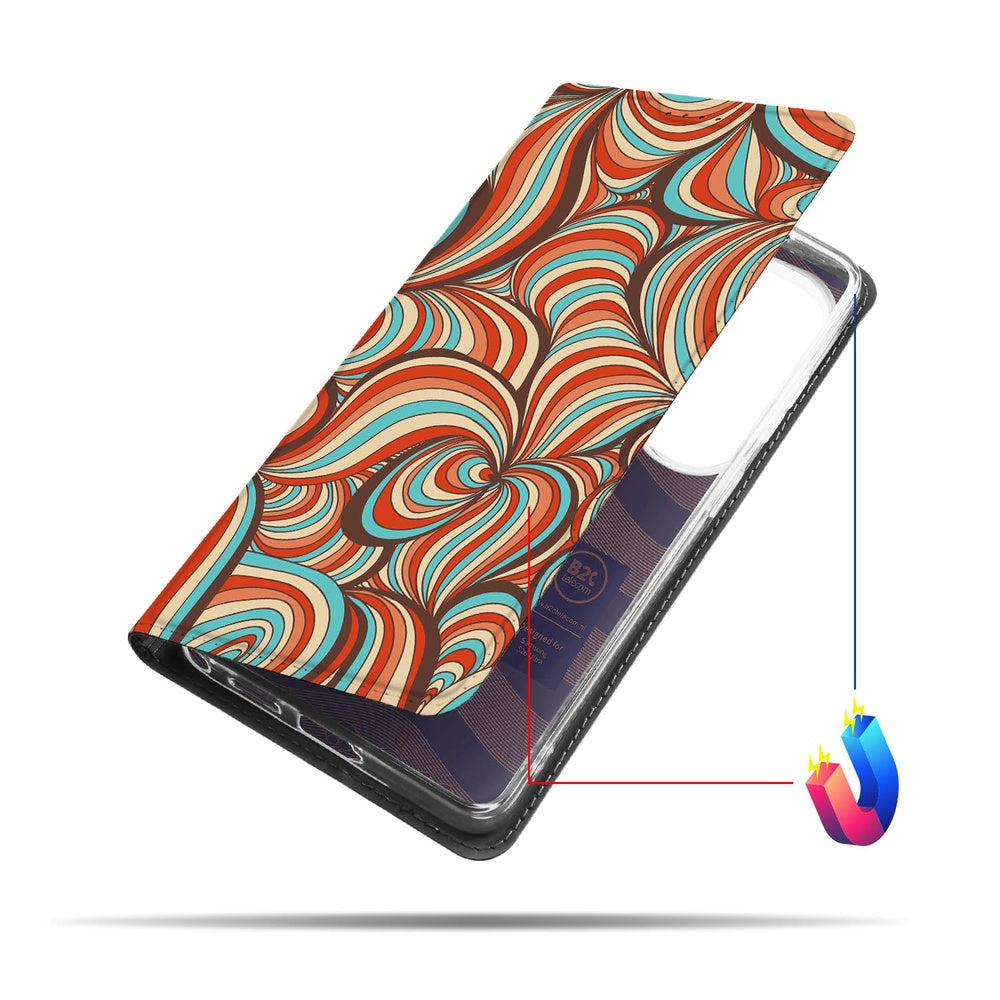 Samsung Galaxy S26 Ultra Book Case Retro kleurrijke print vooraanzicht.