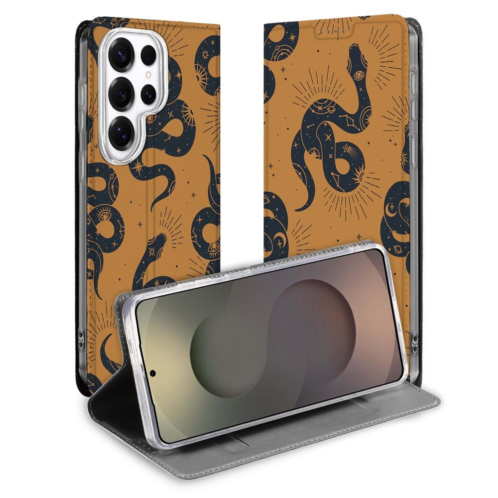 Samsung Galaxy S26 Ultra Book Case Snakes vooraanzicht.