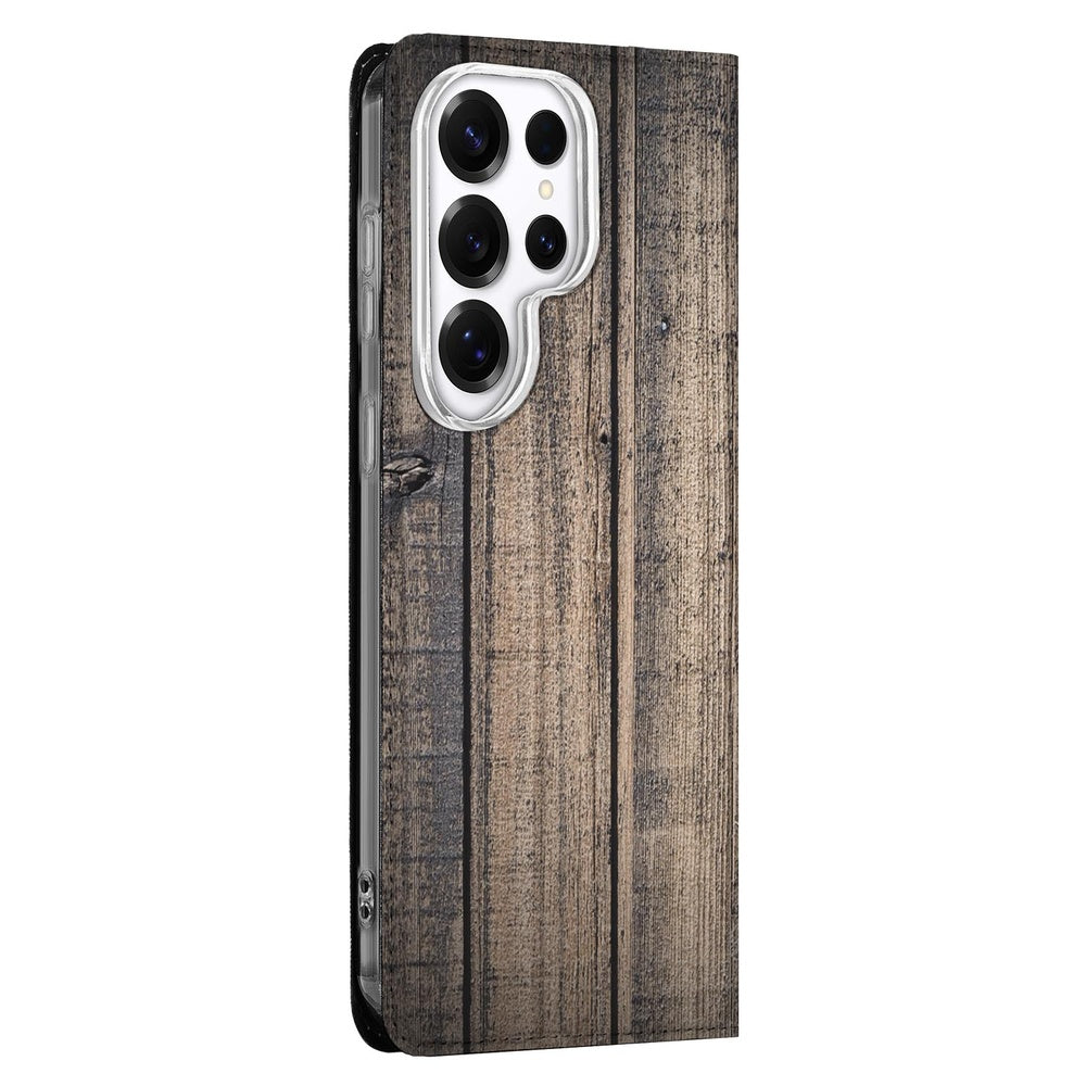 Samsung Galaxy S26 Ultra Bookcase Steigerhout Vooraanzicht.