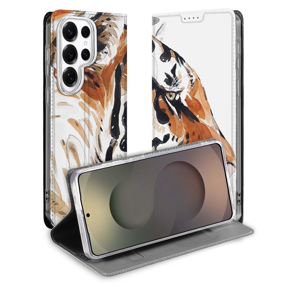 Samsung Galaxy S26 Ultra Telefoonhoesje Watercolor Tiger Vooraanzicht.