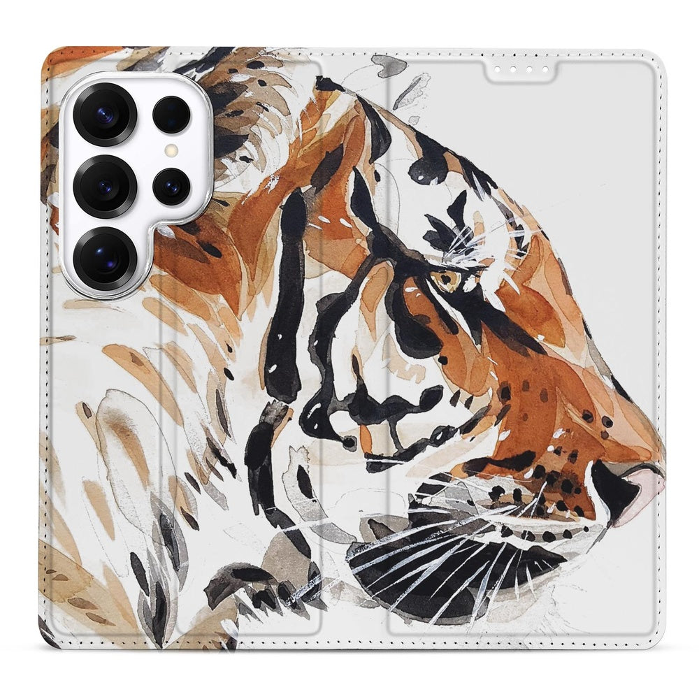 Samsung Galaxy S26 Ultra Telefoonhoesje Watercolor Tiger Vooraanzicht.
