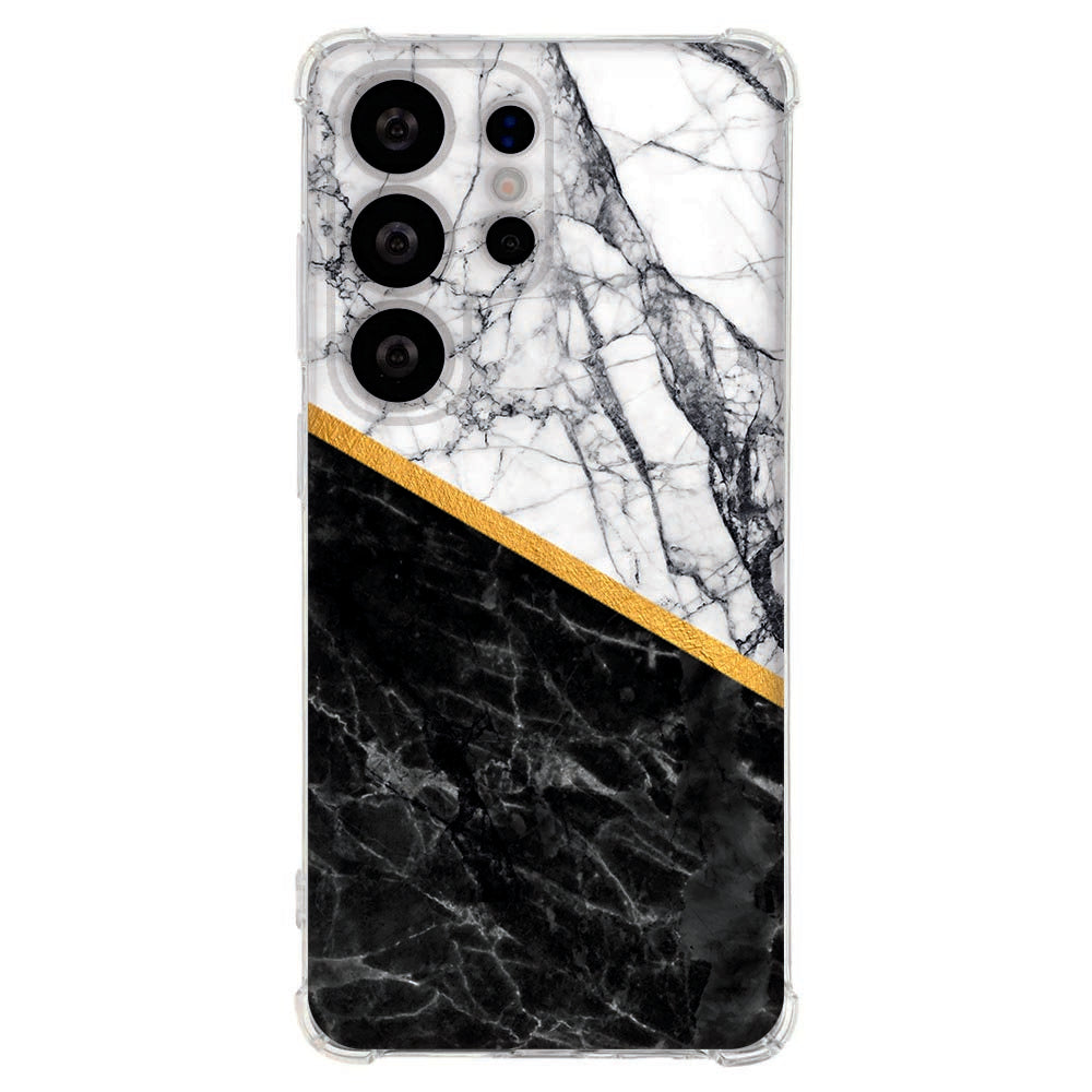 Backcover Hoesje Samsung Galaxy S26 Ultra Marble White Black Shockproof