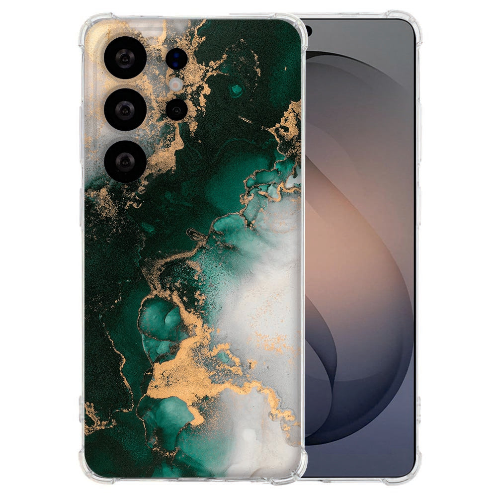 Flexibele back cover Samsung Galaxy S26 Ultra Marmer Groen Valbestendig
