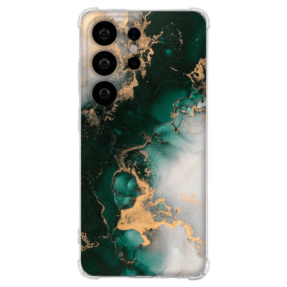 Flexibele back cover Samsung Galaxy S26 Ultra Marmer Groen Valbestendig