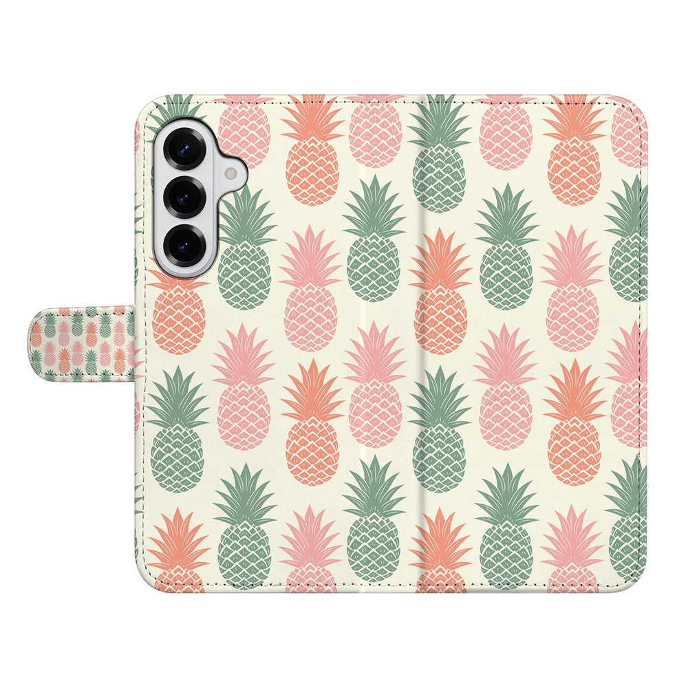 Samsung Galaxy S26 Bookcase Ananas Roze Rood Groen Vooraanzicht.