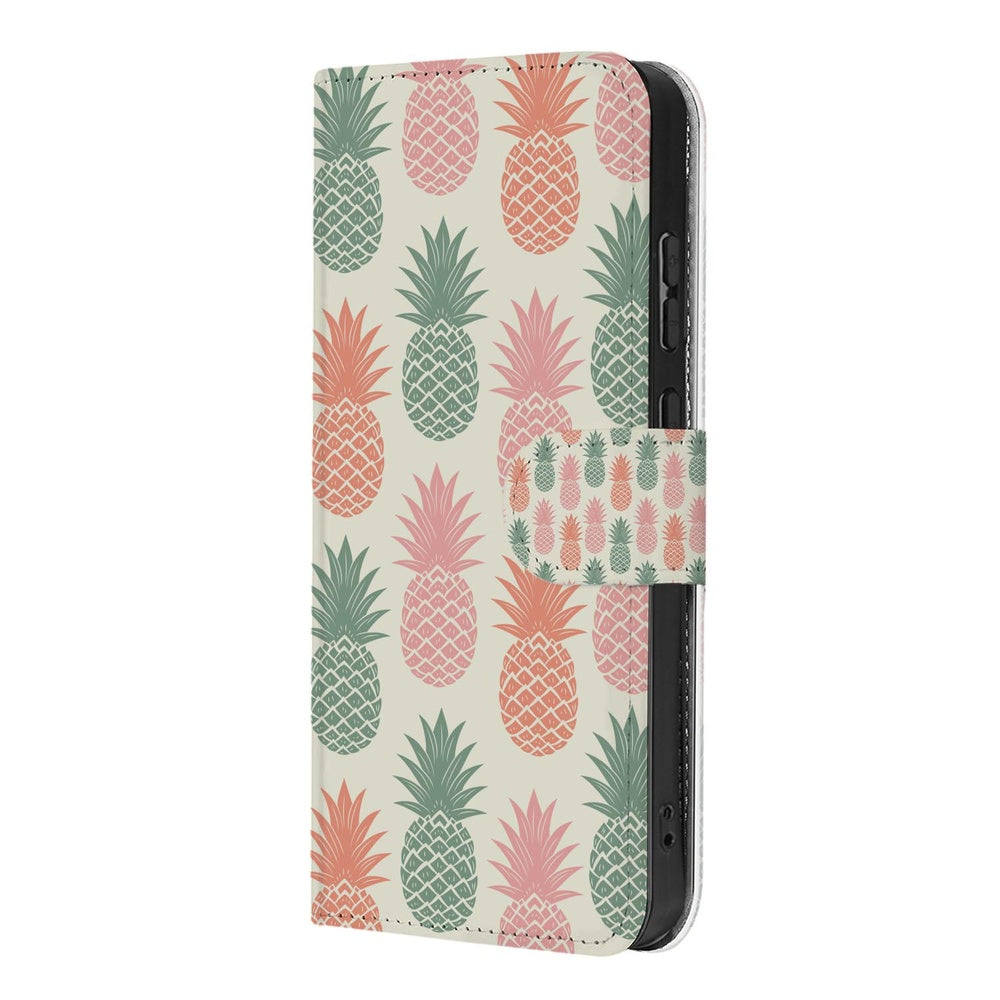 Samsung Galaxy S26 Bookcase Ananas Roze Rood Groen Vooraanzicht.