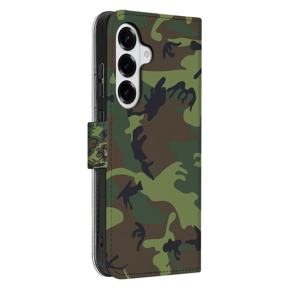 Samsung Galaxy S26 Portemonnee Hoesje Camouflage Leger Camouflage Leger Vooraanzicht.