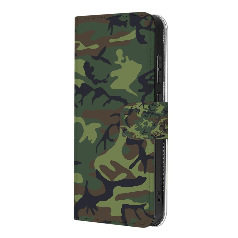 Samsung Galaxy S26 Portemonnee Hoesje Camouflage Leger Camouflage design voorkant.
