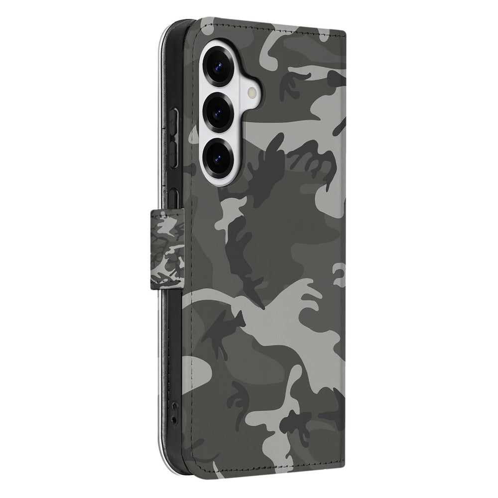 Samsung Galaxy S26 Book Case Hoesje Army Light Camouflage Vooraanzicht.