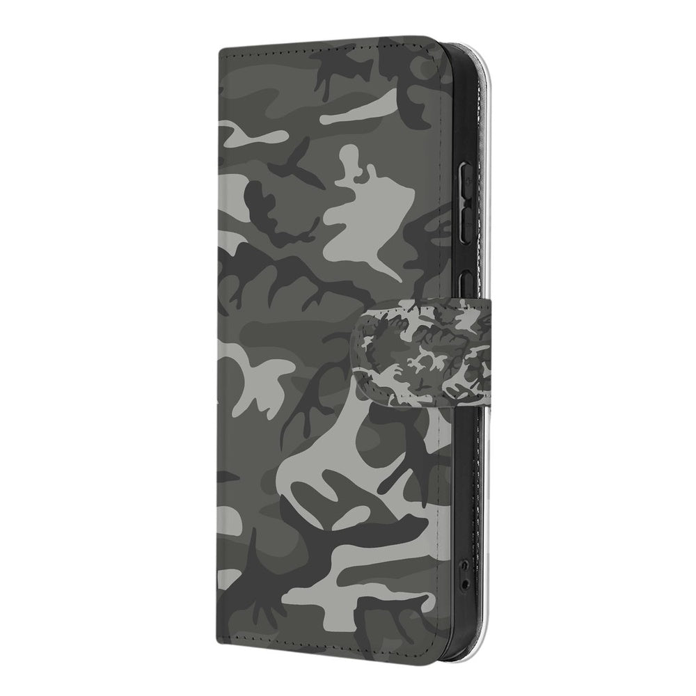 Samsung Galaxy S26 Book Case Hoesje Army Light Camouflage zijaanzicht.