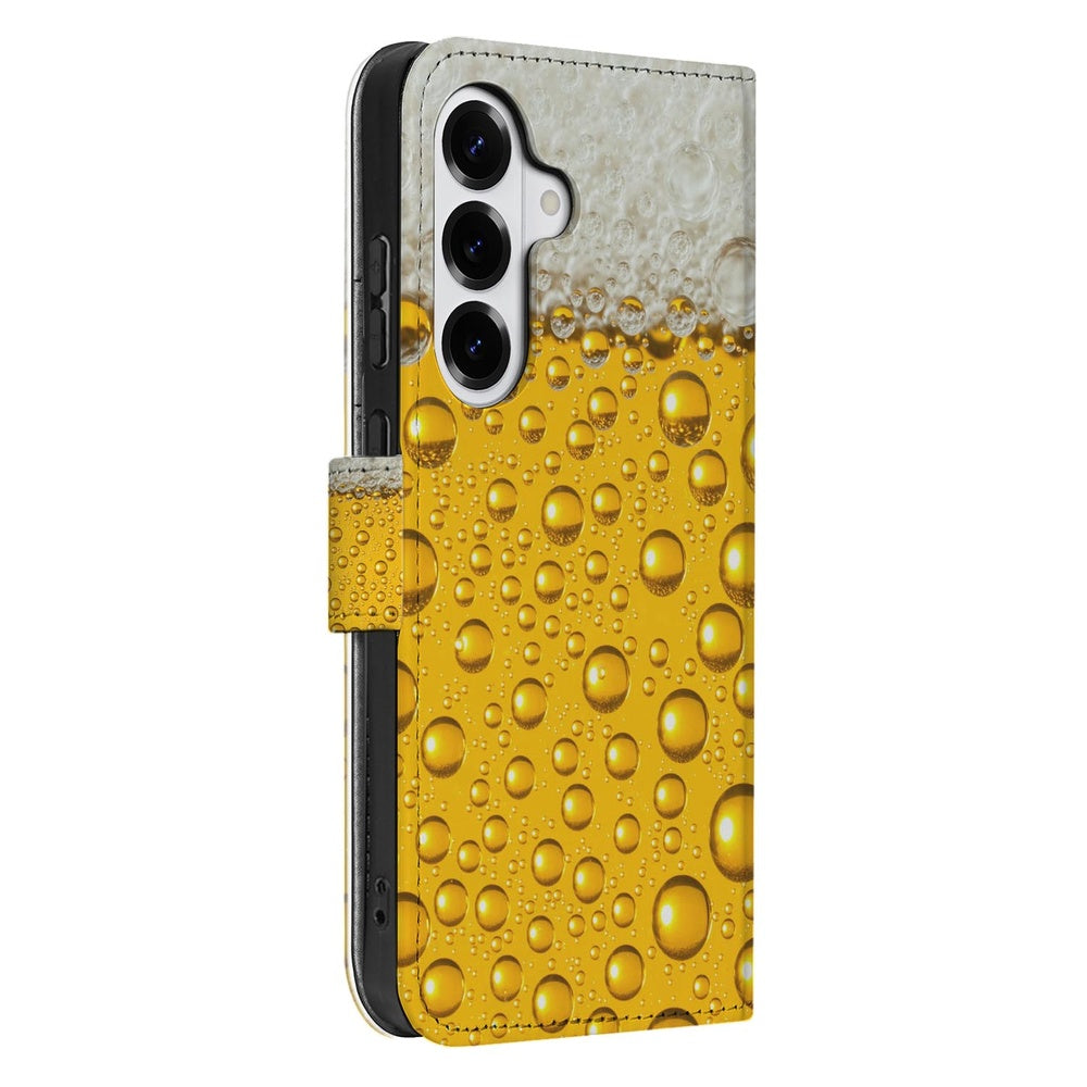 Samsung Galaxy S26 Book Cover Met Bier Print Aanzicht Zijkant.
