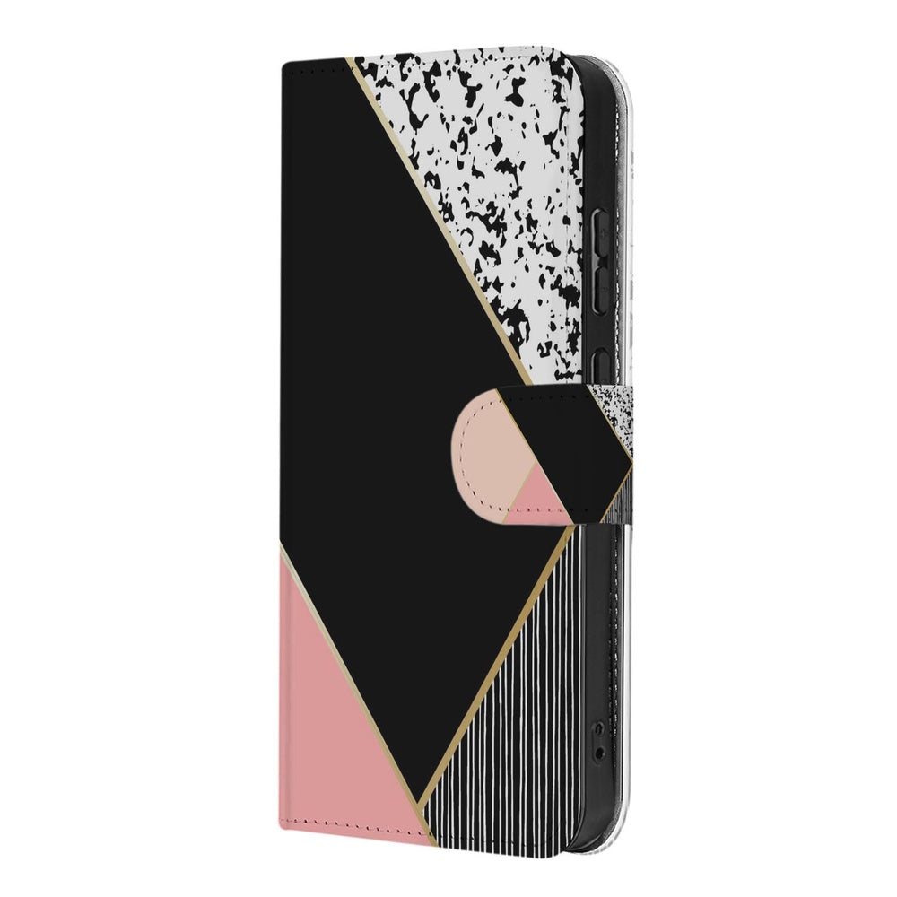Samsung Galaxy S26 Portemonnee Hoesje Abstracte Geometrische Print Vooraanzicht.