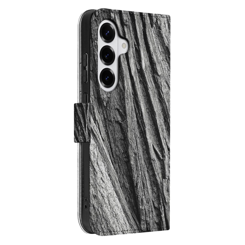 Samsung Galaxy S26 Telefoonhoesje Boomschors Grijs Rustiek Vooraanzicht.