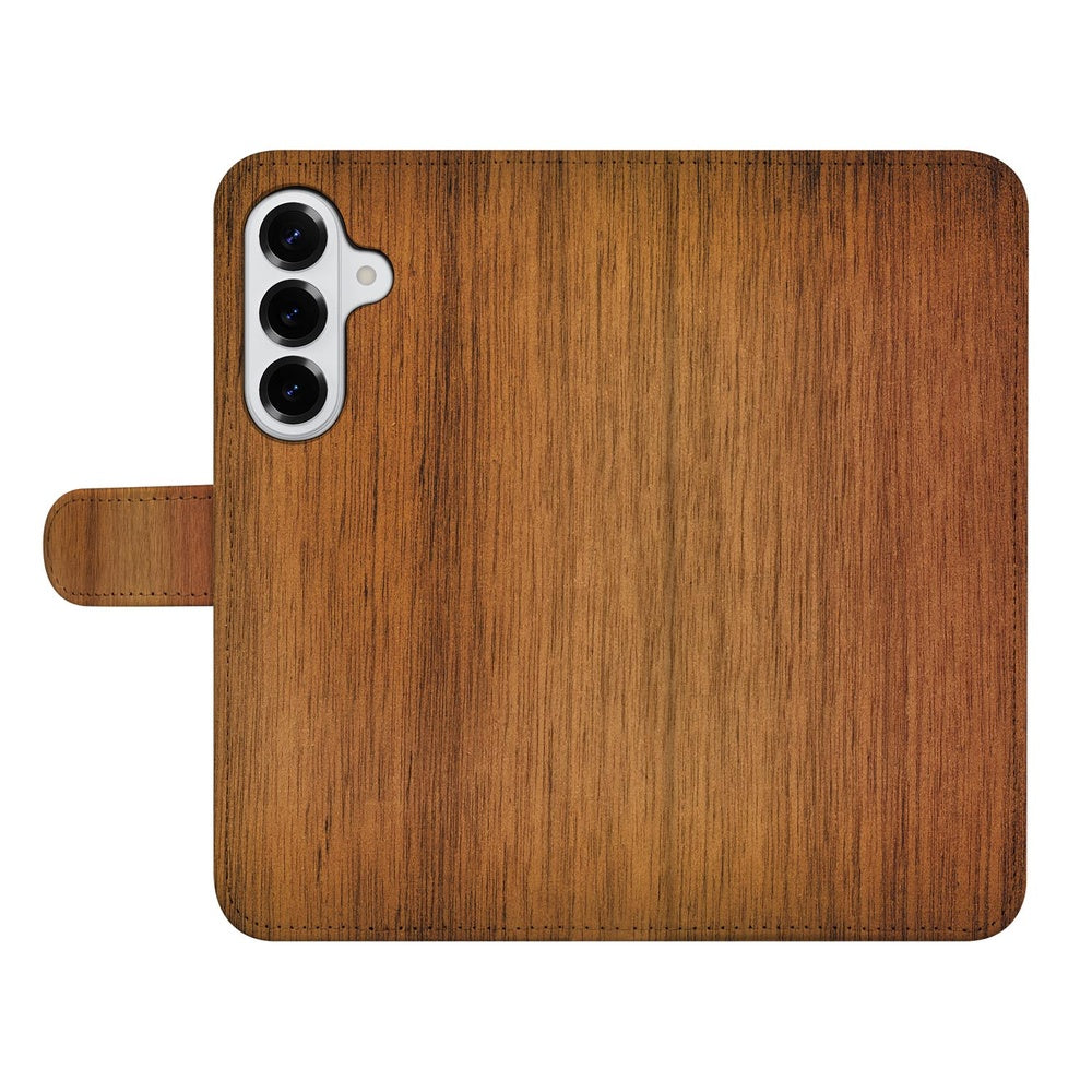 Samsung Galaxy S26 Bookcase Hoesje Donker Hout Donker Hout Vooraanzicht.
