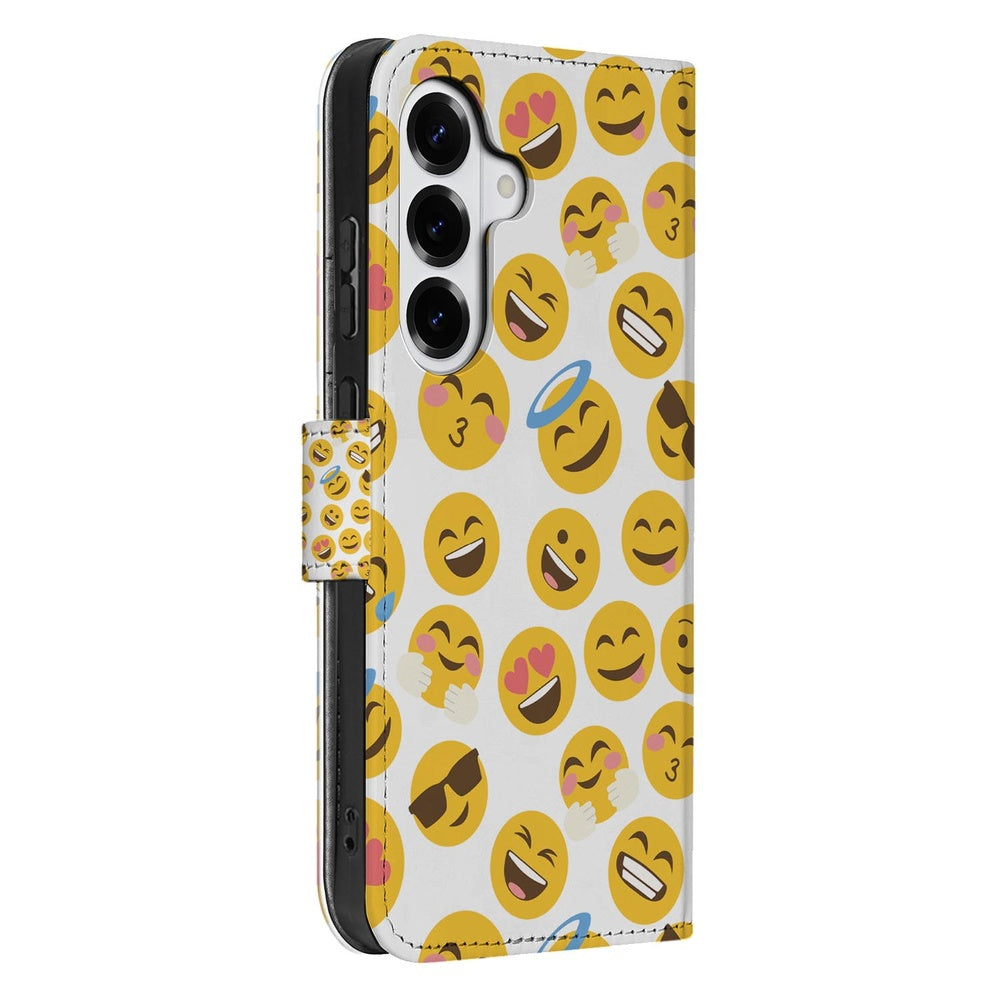 Samsung Galaxy S26 Book Case Hoesje Meerkleurig Emoji Voorzijde.
