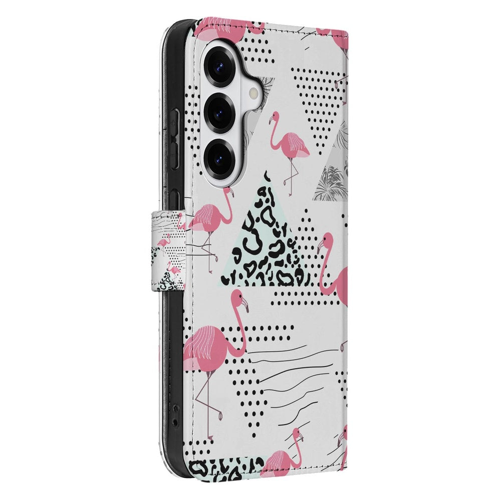 Samsung Galaxy S26 Bookcase Hoesje Flamingo Triangle Zijkant.