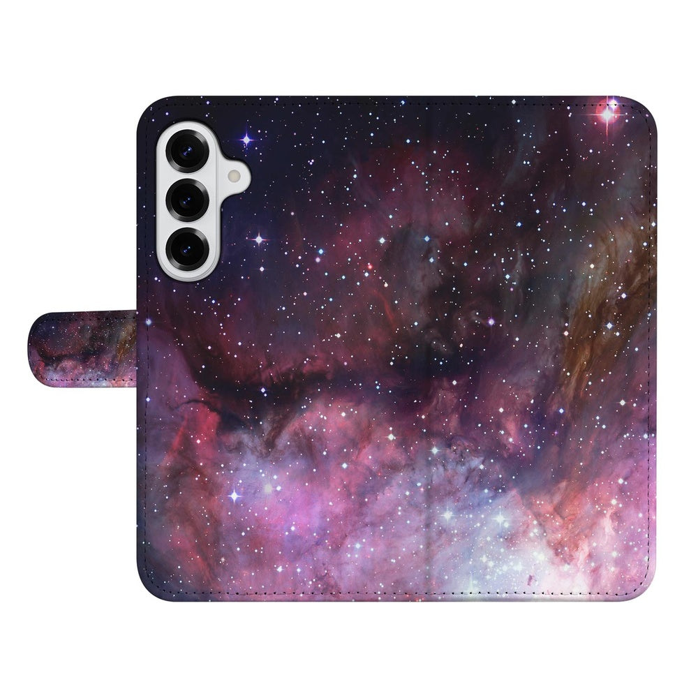 Bookcase Hoesje Samsung Galaxy S26 Heelal Design boekcase hoesje galaxy patroon vooraanzicht.