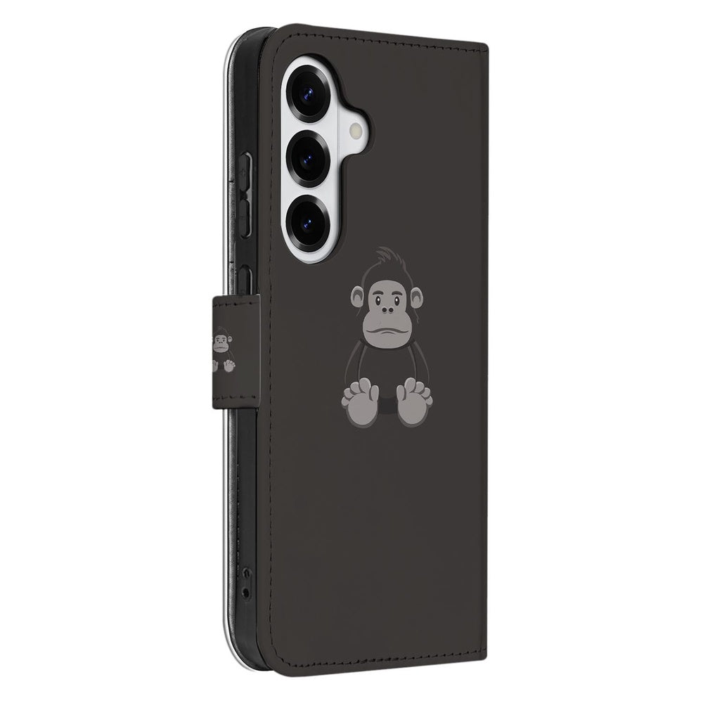 Samsung Galaxy S26 Portemonnee Hoesje Gorilla Bruin zijkant met gorilla ontwerp.