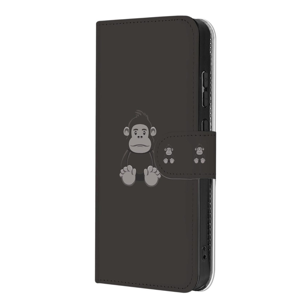 Samsung Galaxy S26 Portemonnee Hoesje Gorilla Bruin portemonnee hoesje met schattige aap print zijaanzicht.