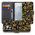 Samsung Galaxy S26 Hoesje Gouden Bloemen Book Case gouden bloemen zwart vooraanzicht.