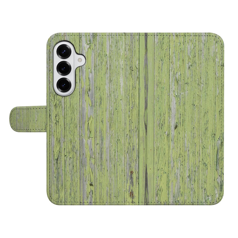 Bookcase Samsung Galaxy S26 Groen Houtnerf boekcase groene houtnerf vooraanzicht.