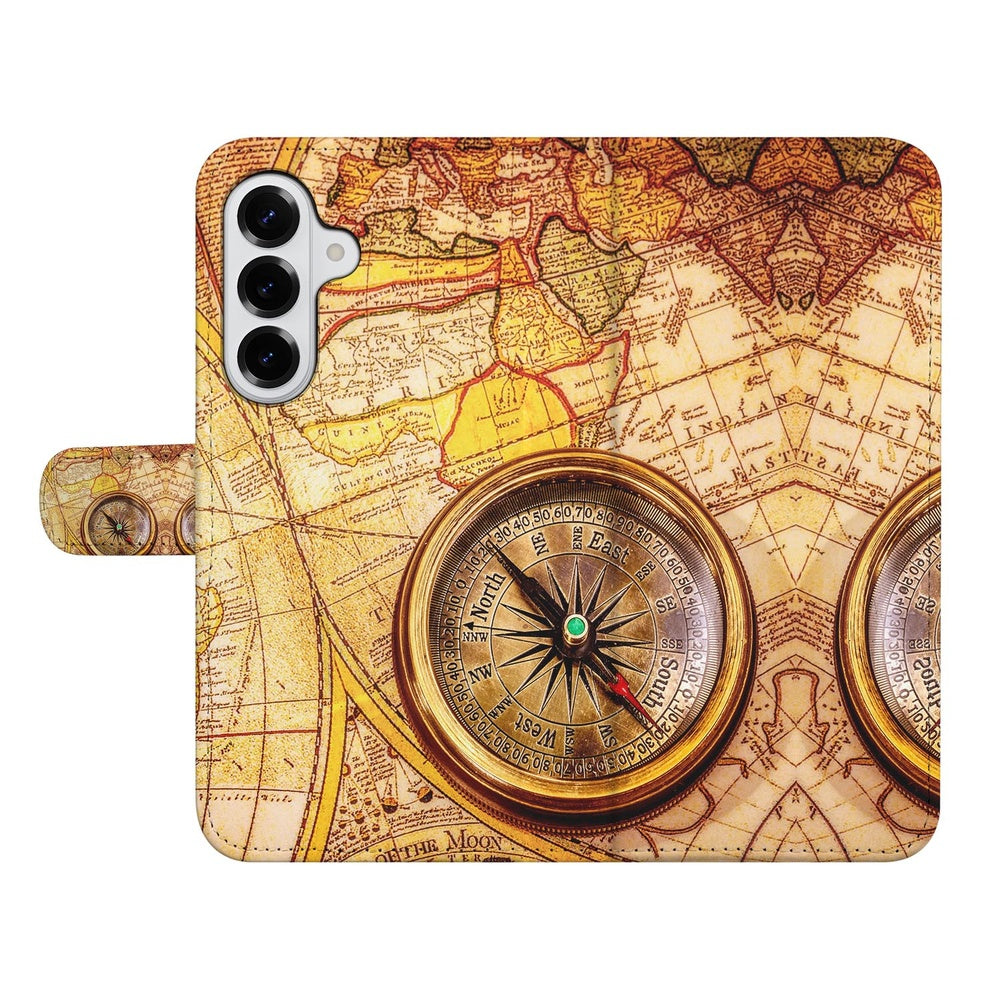 Samsung Galaxy S26 Book Case Hoesje Kompas met kompas design en wereldkaart