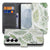Samsung Galaxy S26 Book Case Bladeren Lichtgroen Wit met stijlvolle bladprint en ruimte voor Travelcard factuur.