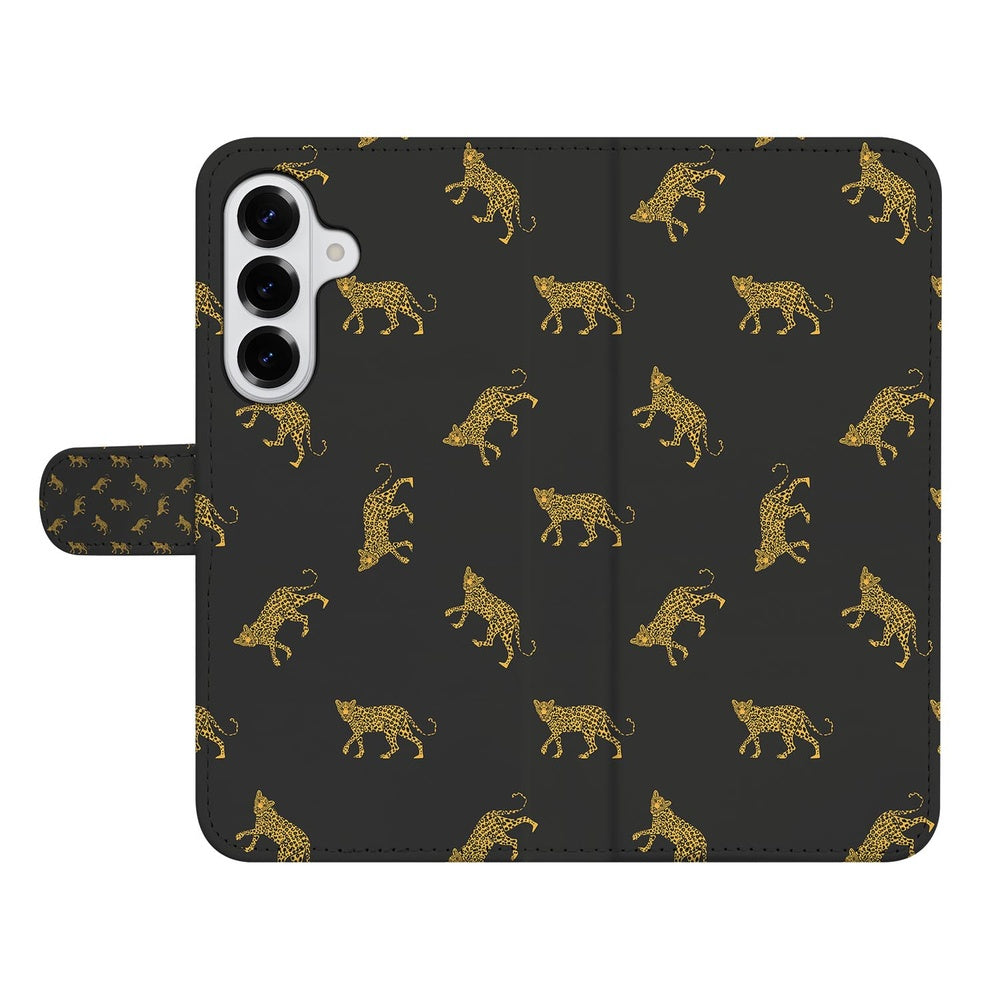 Telefoonhoesje Samsung Galaxy S26 Luipaardprint met gouden luipaardpatroon op zwart