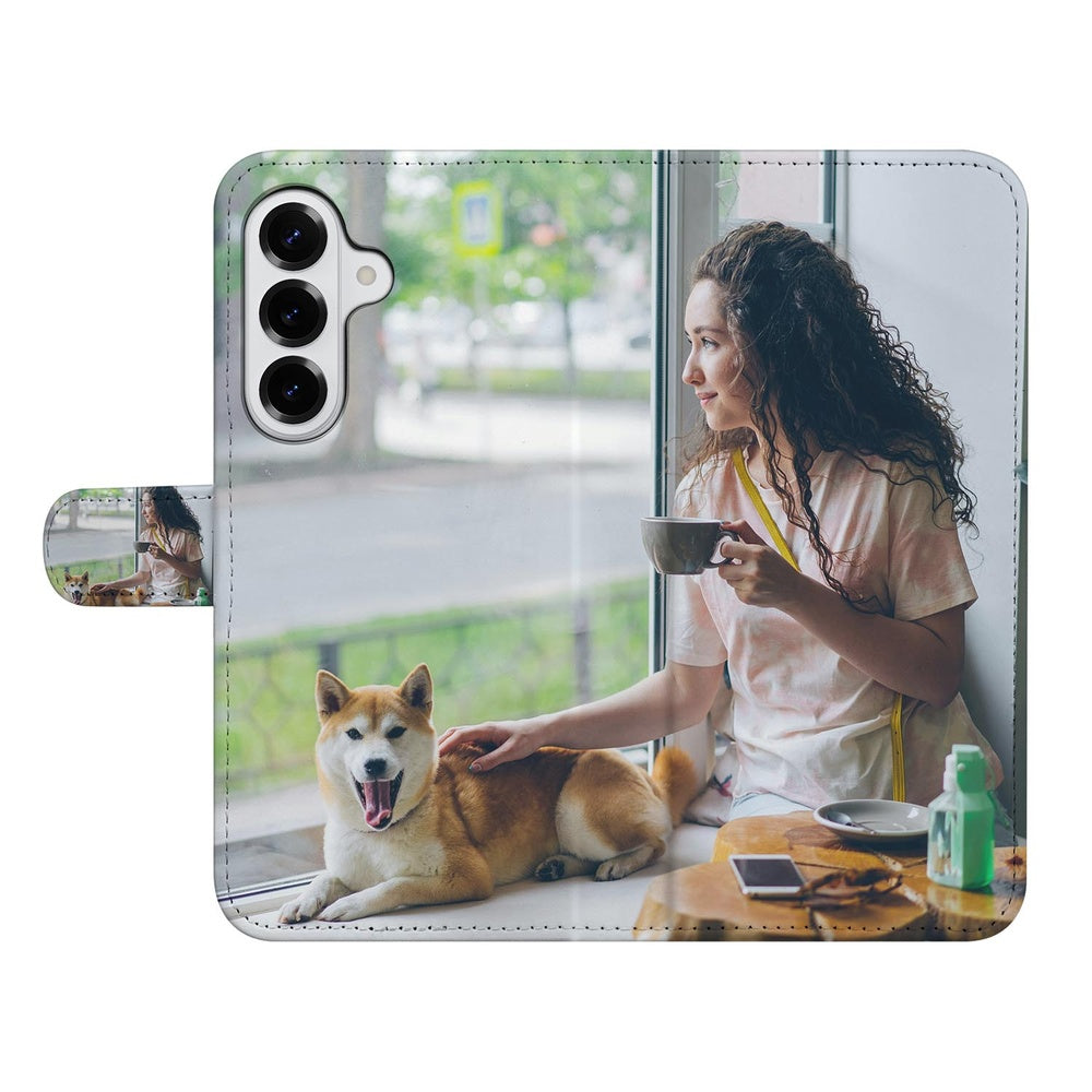 Samsung Galaxy S26 Bookcase Hoesje Maken met Foto Dierbare familiefoto Vooraanzicht.