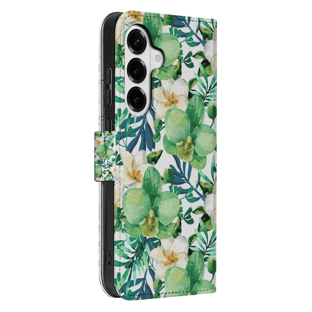 Samsung Galaxy S26 Book Case Orchidee Groen boekhoes orchidee groen vooraanzicht.