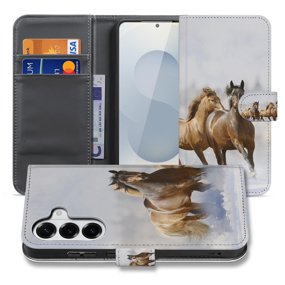 Samsung Galaxy S26 Book Case Hoesje Paarden Motief voorkant detail paardenprint.