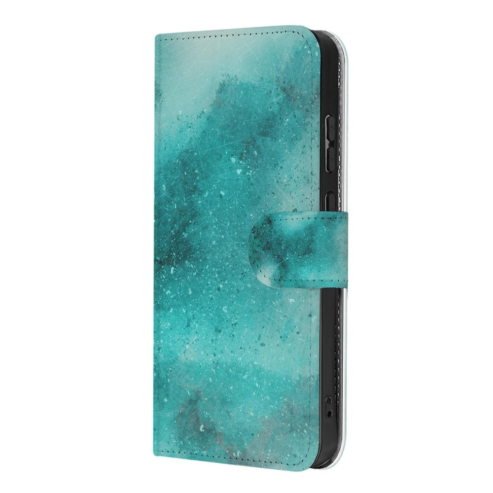 Samsung Galaxy S26 Bookcase Painting Blue Bookcase blauw abstract vooraanzicht.
