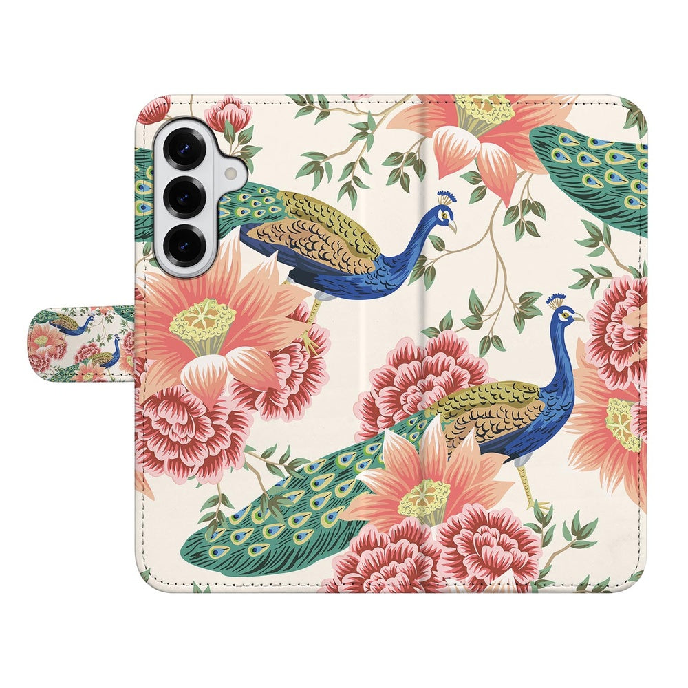 Samsung Galaxy S26 Portemonnee Hoesje Pink Peacock Vooraanzicht.
