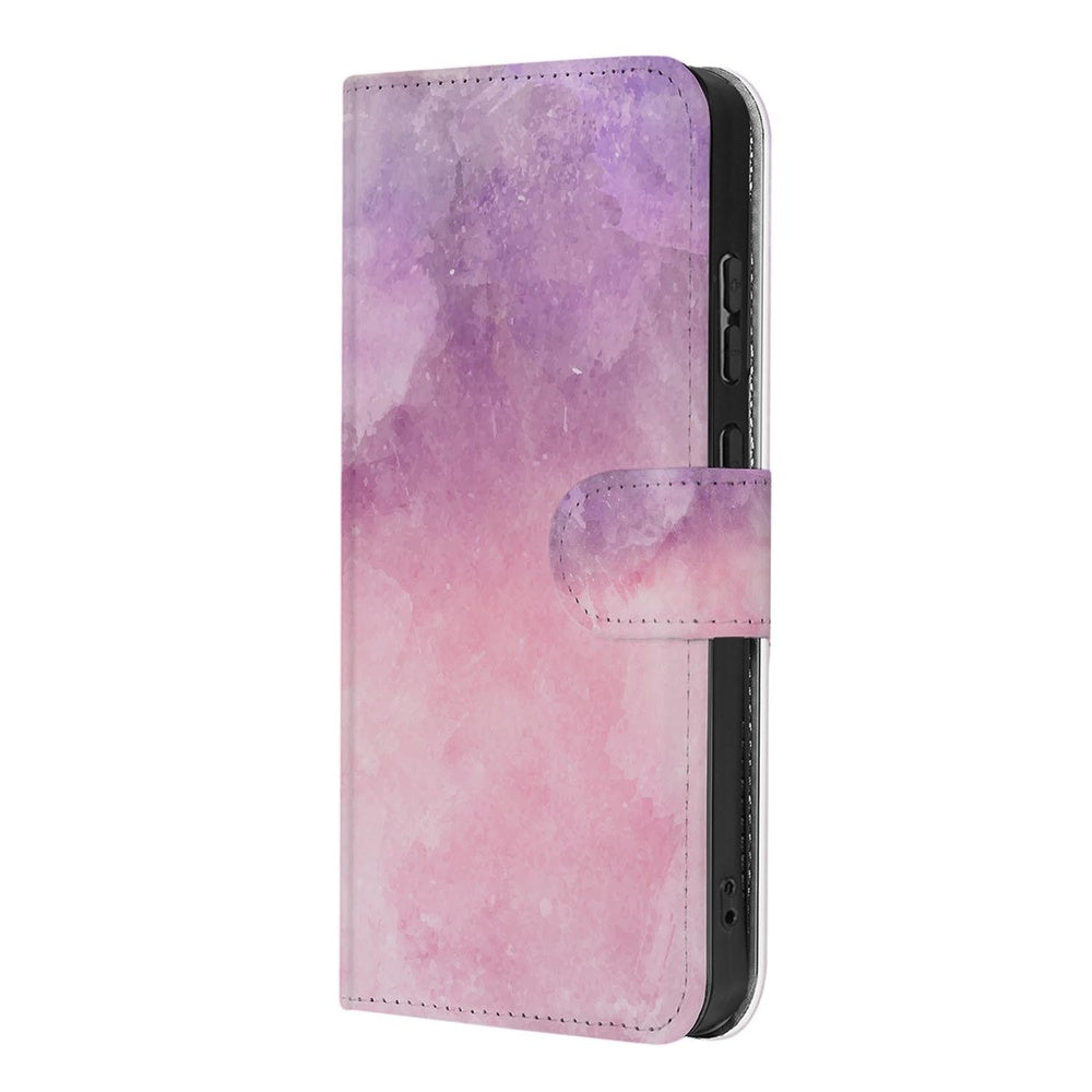 Samsung Galaxy S26 Bookcase Hoesje Roze Paars Paint Vooraanzicht.