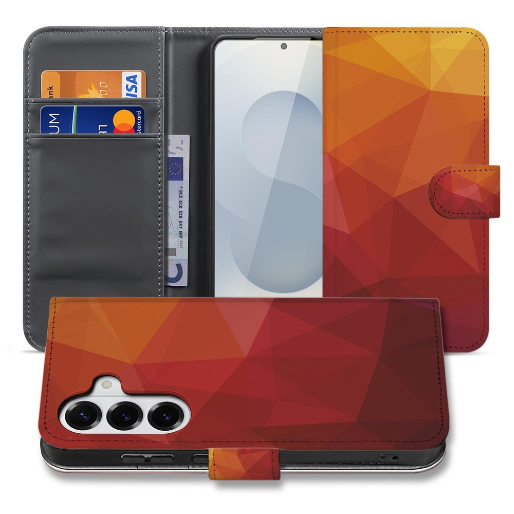 Samsung Galaxy S26 Book Case Polygon Rood Book Case Polygon Red Vooraanzicht.