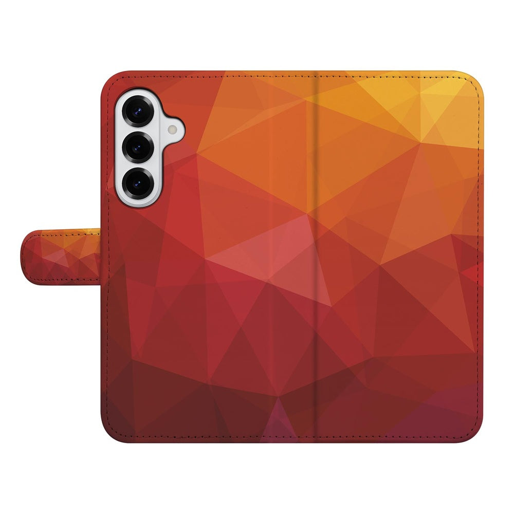 Samsung Galaxy S26 Book Case Polygon Rood Geometric Hoes Vooraanzicht.