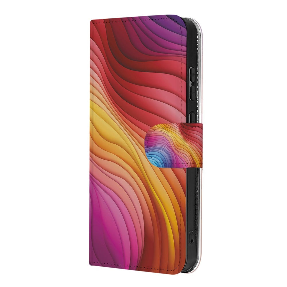 Samsung Galaxy S26 Plus Book Case Regenboog Golvende regenboogprint Vooraanzicht.