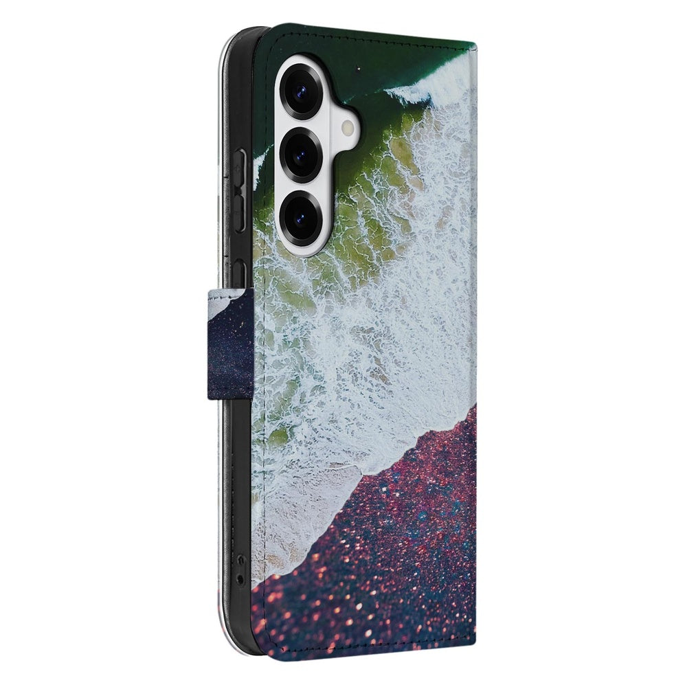 Samsung Galaxy S26 Book Case Sea in Space Aanzicht voorkant met maritieme print en kleuren.